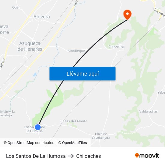 Los Santos De La Humosa to Chiloeches map