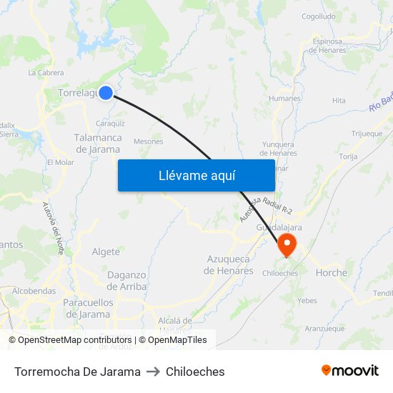 Torremocha De Jarama to Chiloeches map