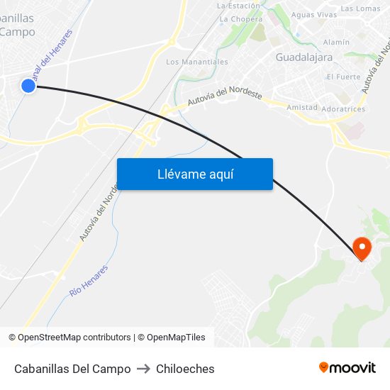 Cabanillas Del Campo to Chiloeches map