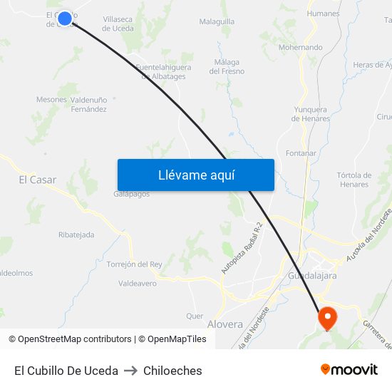 El Cubillo De Uceda to Chiloeches map