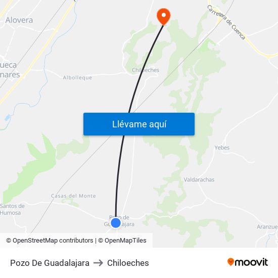 Pozo De Guadalajara to Chiloeches map