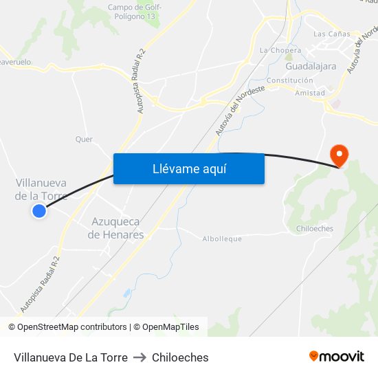 Villanueva De La Torre to Chiloeches map