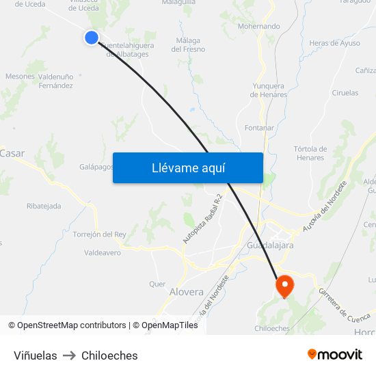 Viñuelas to Chiloeches map