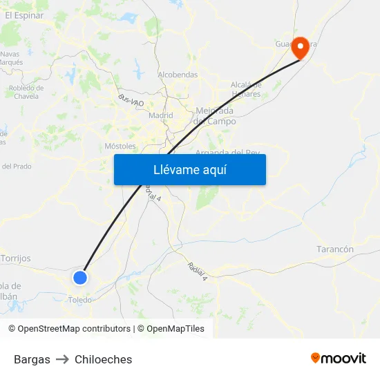 Bargas to Chiloeches map