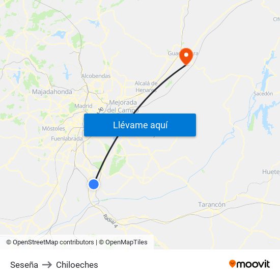 Seseña to Chiloeches map
