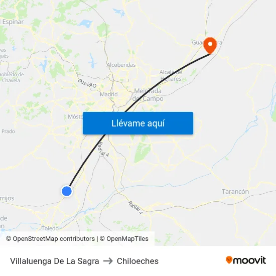 Villaluenga De La Sagra to Chiloeches map