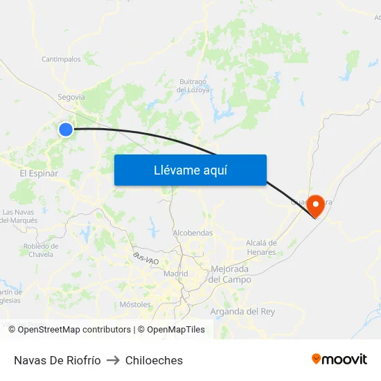 Navas De Riofrío to Chiloeches map