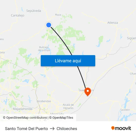 Santo Tomé Del Puerto to Chiloeches map