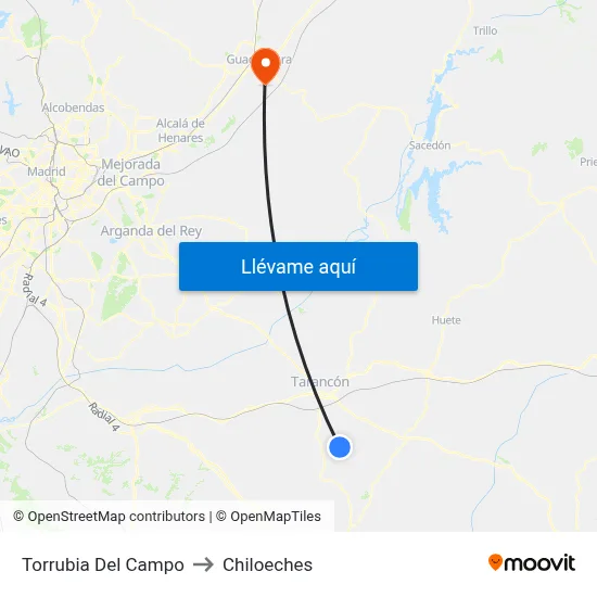 Torrubia Del Campo to Chiloeches map