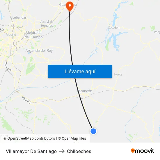 Villamayor De Santiago to Chiloeches map