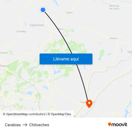 Carabias to Chiloeches map