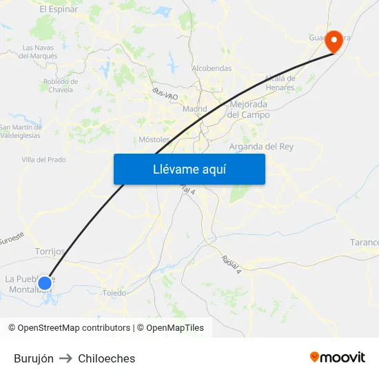 Burujón to Chiloeches map