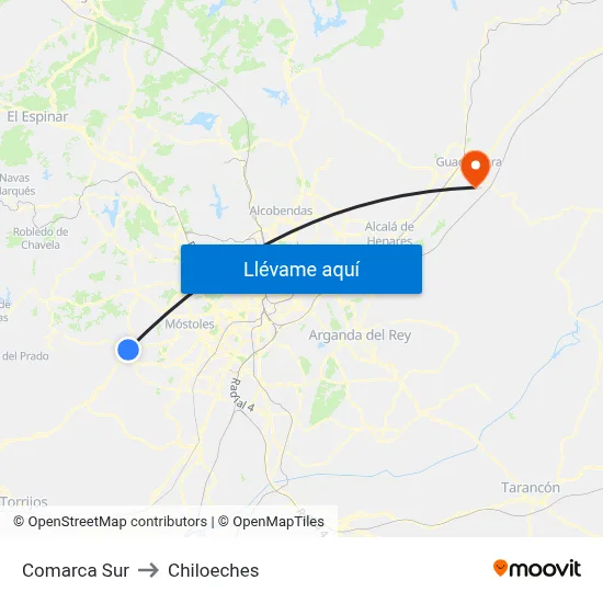 Comarca Sur to Chiloeches map