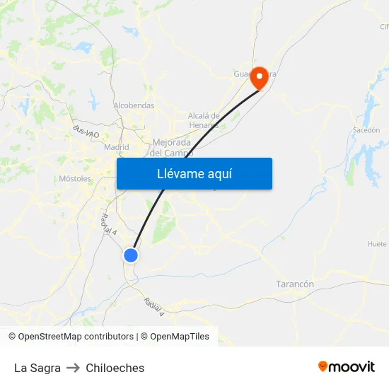 La Sagra to Chiloeches map