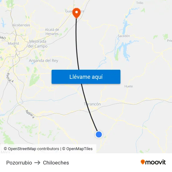 Pozorrubio to Chiloeches map