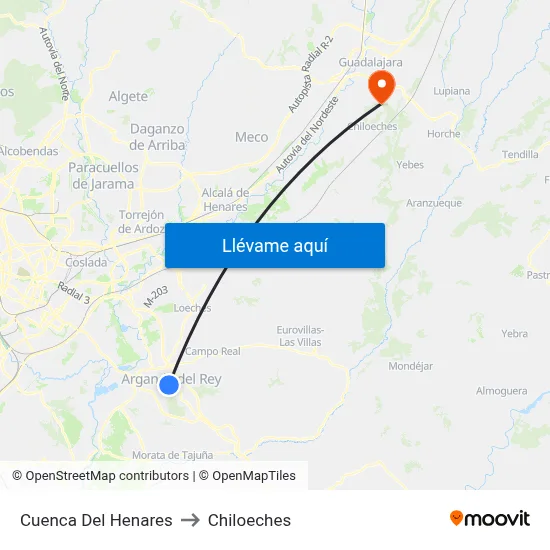 Cuenca Del Henares to Chiloeches map