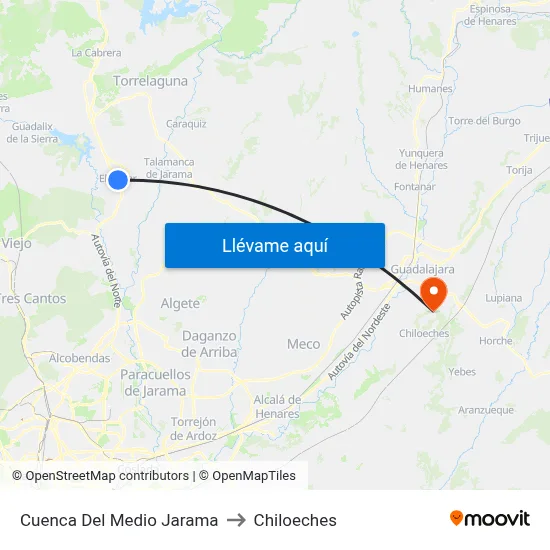 Cuenca Del Medio Jarama to Chiloeches map