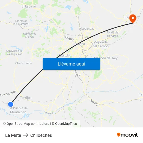 La Mata to Chiloeches map