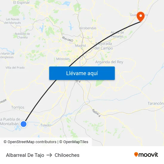 Albarreal De Tajo to Chiloeches map