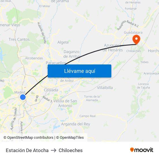Estación De Atocha to Chiloeches map