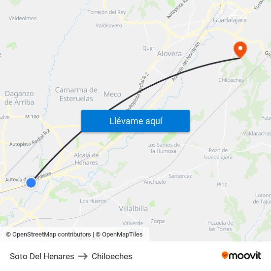 Soto Del Henares to Chiloeches map