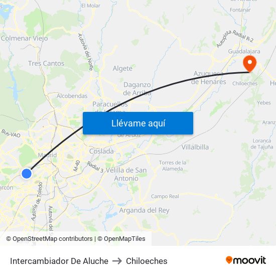 Intercambiador De Aluche to Chiloeches map