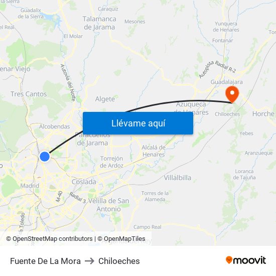 Fuente De La Mora to Chiloeches map