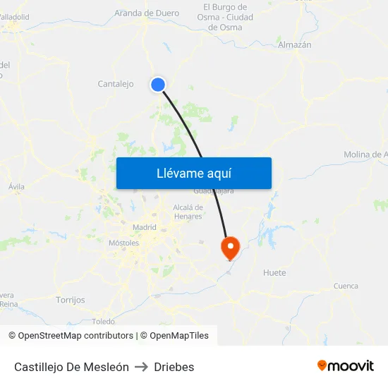 Castillejo De Mesleón to Driebes map
