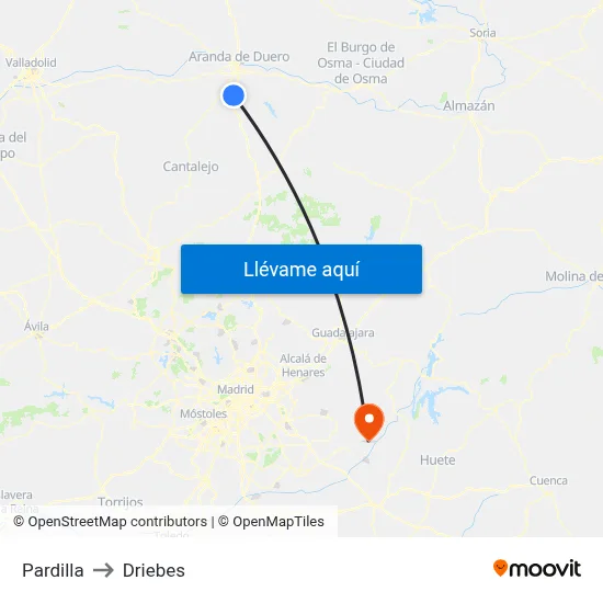 Pardilla to Driebes map