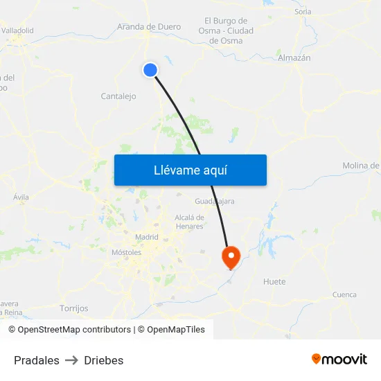 Pradales to Driebes map