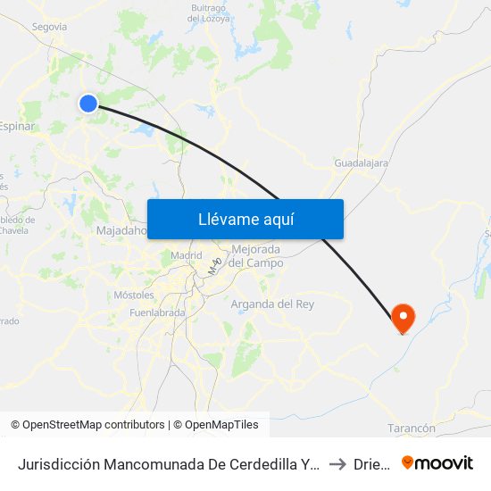 Jurisdicción Mancomunada De Cerdedilla Y Navacerrada to Driebes map