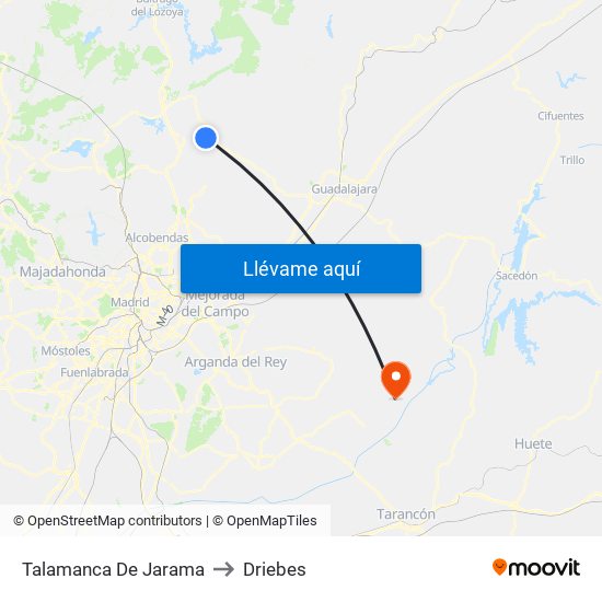 Talamanca De Jarama to Driebes map