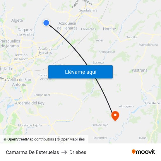 Camarma De Esteruelas to Driebes map
