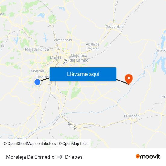 Moraleja De Enmedio to Driebes map