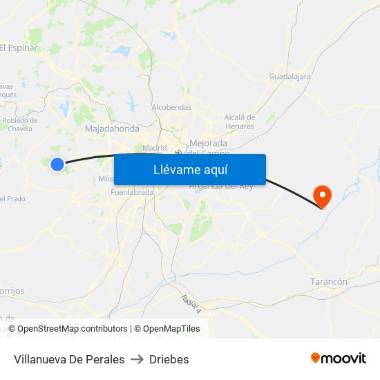 Villanueva De Perales to Driebes map