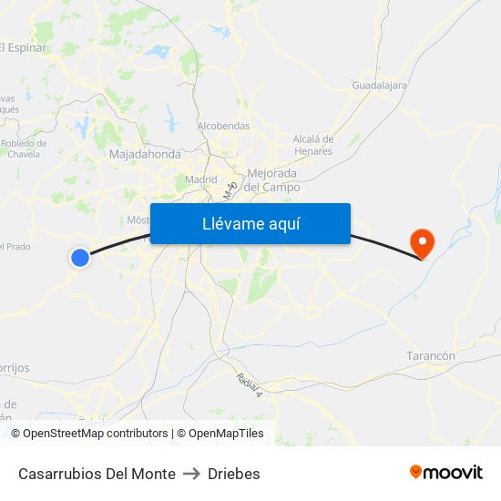 Casarrubios Del Monte to Driebes map