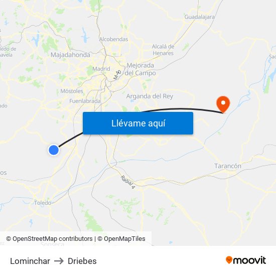 Lominchar to Driebes map