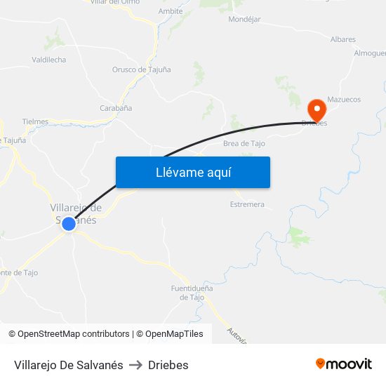 Villarejo De Salvanés to Driebes map