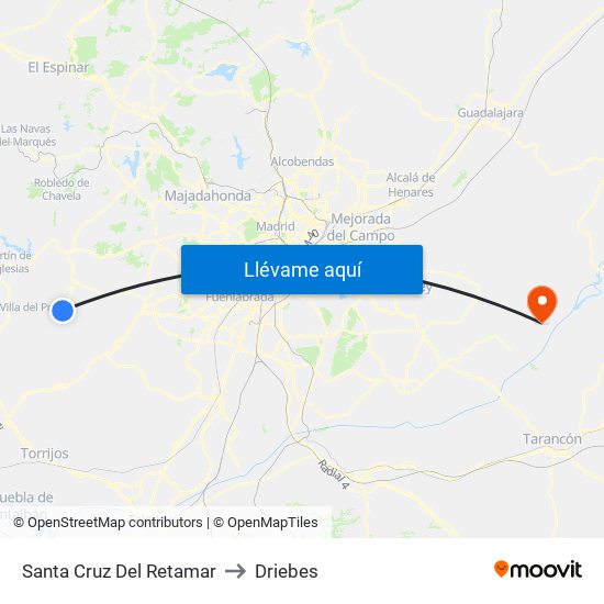 Santa Cruz Del Retamar to Driebes map