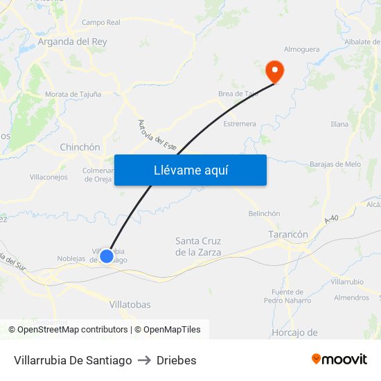 Villarrubia De Santiago to Driebes map