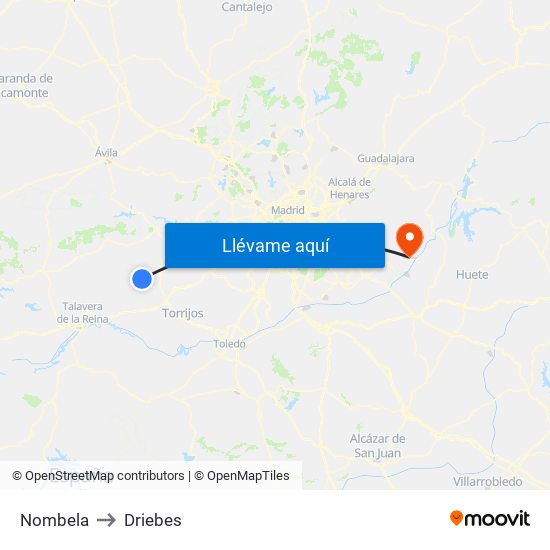 Nombela to Driebes map