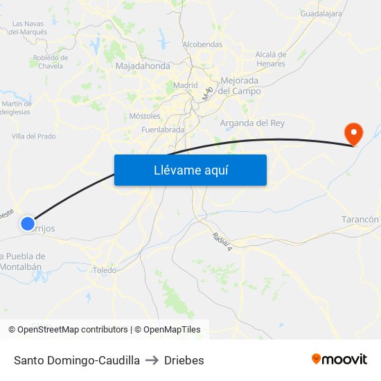 Santo Domingo-Caudilla to Driebes map