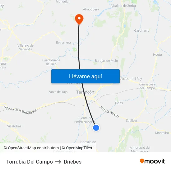 Torrubia Del Campo to Driebes map
