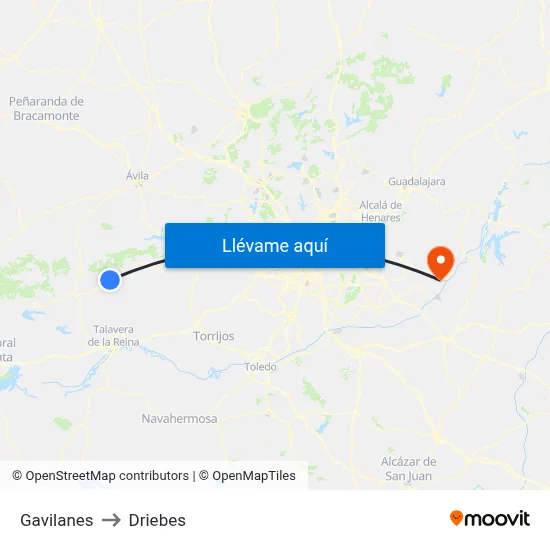 Gavilanes to Driebes map
