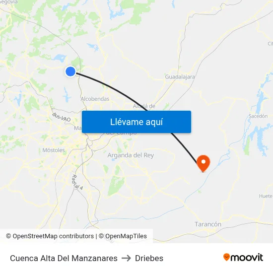 Cuenca Alta Del Manzanares to Driebes map
