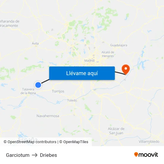 Garciotum to Driebes map
