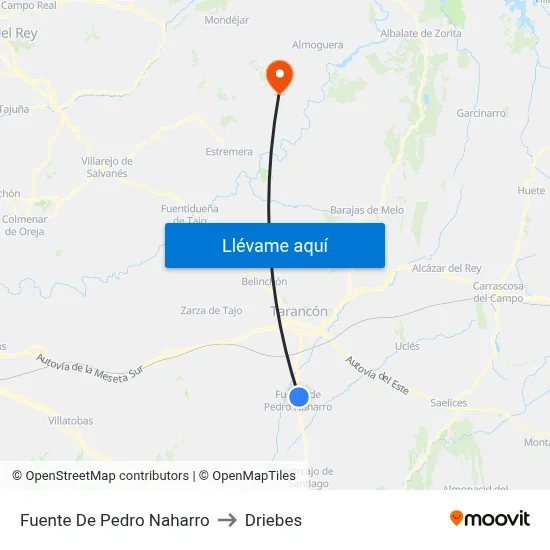 Fuente De Pedro Naharro to Driebes map