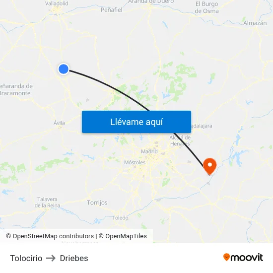Tolocirio to Driebes map