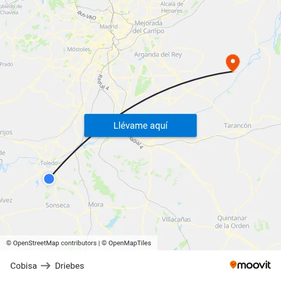 Cobisa to Driebes map