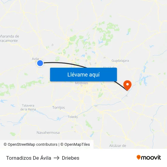 Tornadizos De Ávila to Driebes map